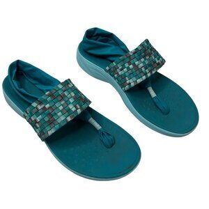 Vionic Womens 8 Tia Blue Woven Thong Toe Comfort Sandals